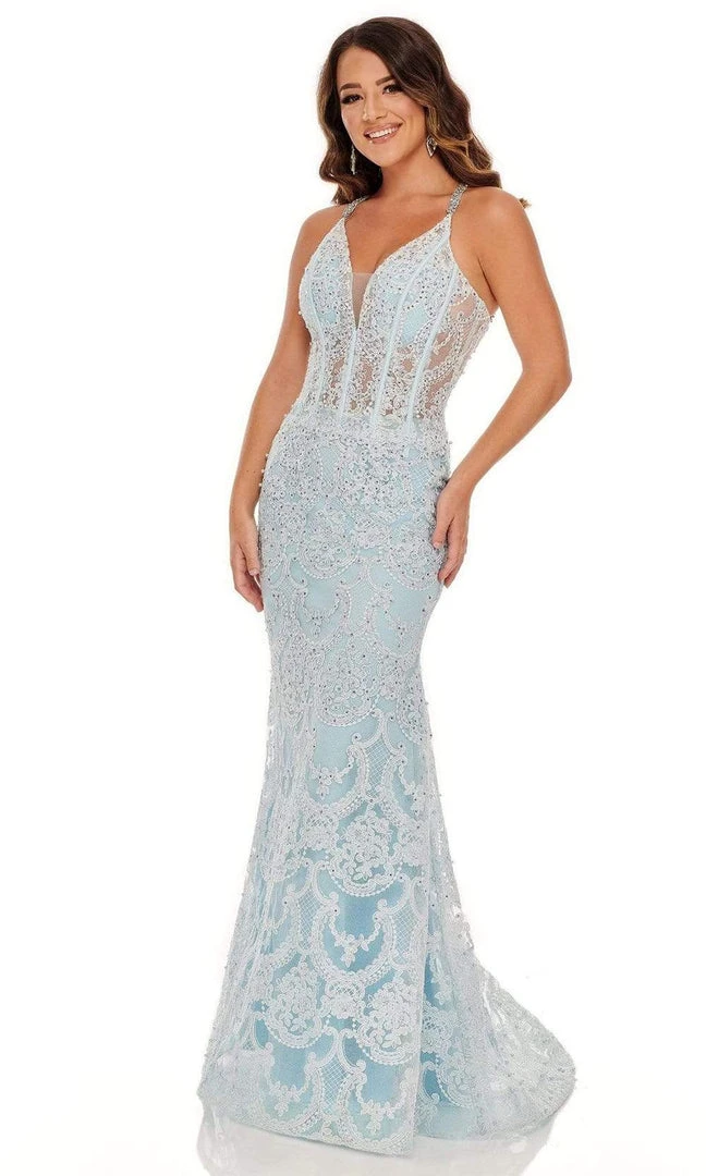 Rachel Allan - 70112 Applique Deep V Neck Mermaid Gown 7 Rachel Allan - 70112 Applique Deep V Neck Mermaid Gown