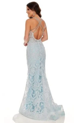 Rachel Allan - 70112 Applique Deep V Neck Mermaid Gown 14 Rachel Allan - 70112 Applique Deep V Neck Mermaid Gown