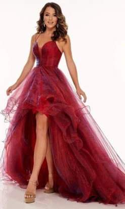 Rachel Allan - 70115 Plunging Sweetheart High Low Dress