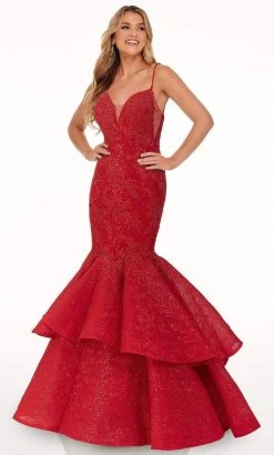 Rachel Allan - 70122 Beaded Plunging Sweetheart Mermaid Dress