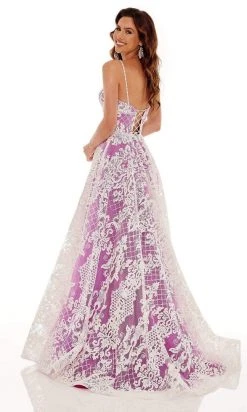 Rachel Allan - 70160 Lace Pattern A-Line Evening Dress