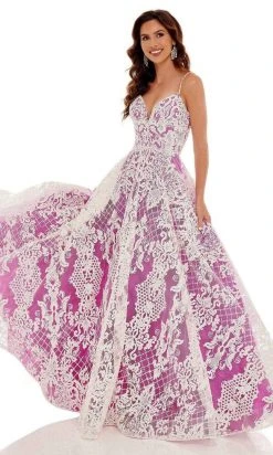 Rachel Allan - 70160 Lace Pattern A-Line Evening Dress