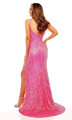 Rachel Allan - 70166 Sequin High Slit Gown