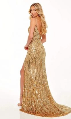Rachel Allan - 70166 Sequin High Slit Gown