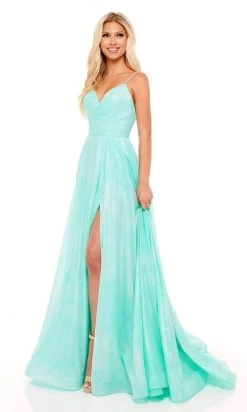 Rachel Allan - 70200 V-Neck A-Line Evening Gown