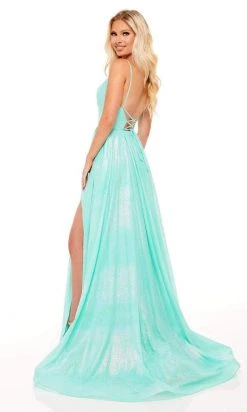 Rachel Allan - 70200 V-Neck A-Line Evening Gown