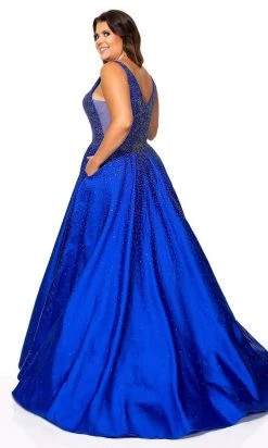 Rachel Allan - 70212W Beaded Plunging V-Neck Evening Gown