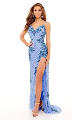 Rachel Allan - 70217 Strappy Beaded Floral Fitted Dress
