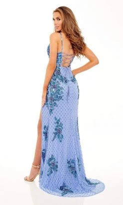 Rachel Allan - 70217 Strappy Beaded Floral Fitted Dress