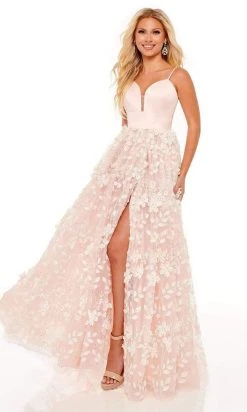 Rachel Allan - 70220 A-Line Embroidery Lace-Up Gown