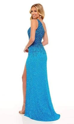 Rachel Allan - 70222 Assymetrical Fitted Ombre Gown