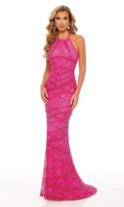 Rachel Allan - 70226 Beaded Sequin Halter Fitted Gown