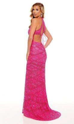 Rachel Allan - 70226 Beaded Sequin Halter Fitted Gown