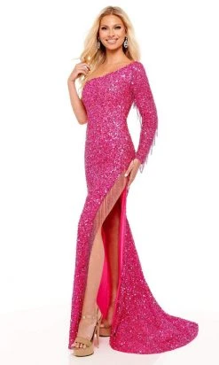 Rachel Allan - 70236 Bead Fringed Asymmetrical Gown 12 Rachel Allan - 70236 Bead Fringed Asymmetrical Gown