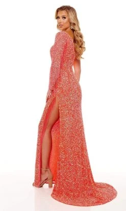 Rachel Allan - 70236 Bead Fringed Asymmetrical Gown