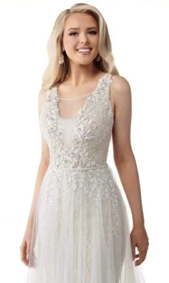 Rachel Allan - M771 Illusion Plunging Neck Beaded Mermaid Wedding Gown