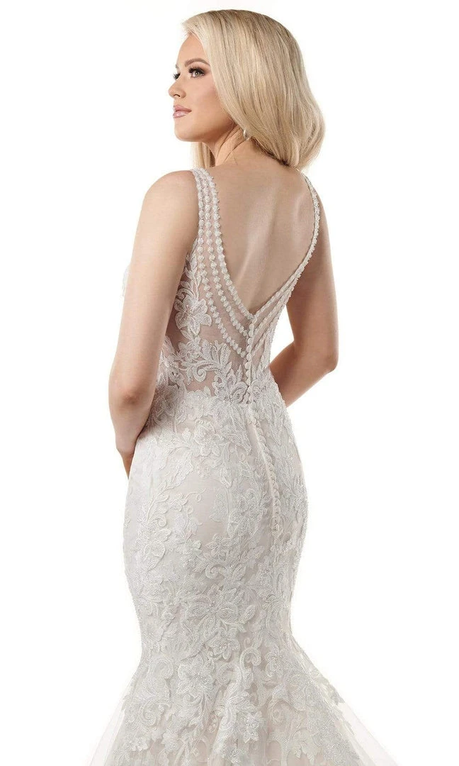 Rachel Allan - M775 V-Neck Embroidered Tulle Mermaid Wedding Gown 7 Rachel Allan - M775 V-Neck Embroidered Tulle Mermaid Wedding Gown