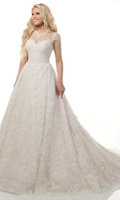 Rachel Allan - M777 Allover Embroidered Tulle Ballgown Wedding Dress