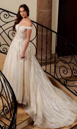 Rachel Allan - M782 Off Shoulder Shimmer A-Line Wedding Dress 12 Rachel Allan - M782 Off Shoulder Shimmer A-Line Wedding Dress