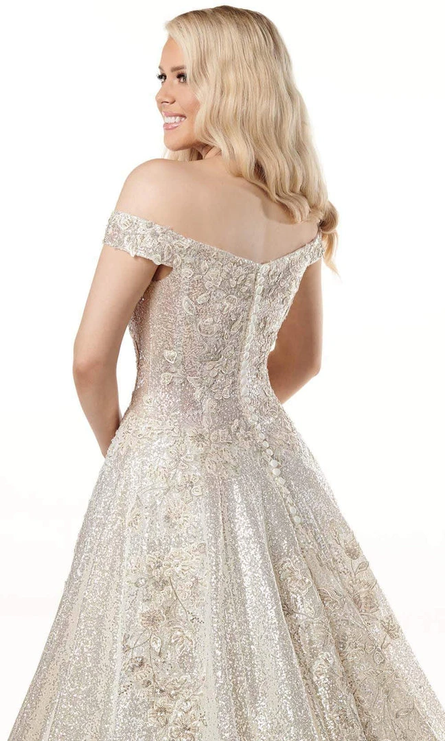 Rachel Allan - M782 Off Shoulder Shimmer A-Line Wedding Dress 9 Rachel Allan - M782 Off Shoulder Shimmer A-Line Wedding Dress