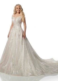 Rachel Allan - M782 Off Shoulder Shimmer A-Line Wedding Dress 11 Rachel Allan - M782 Off Shoulder Shimmer A-Line Wedding Dress