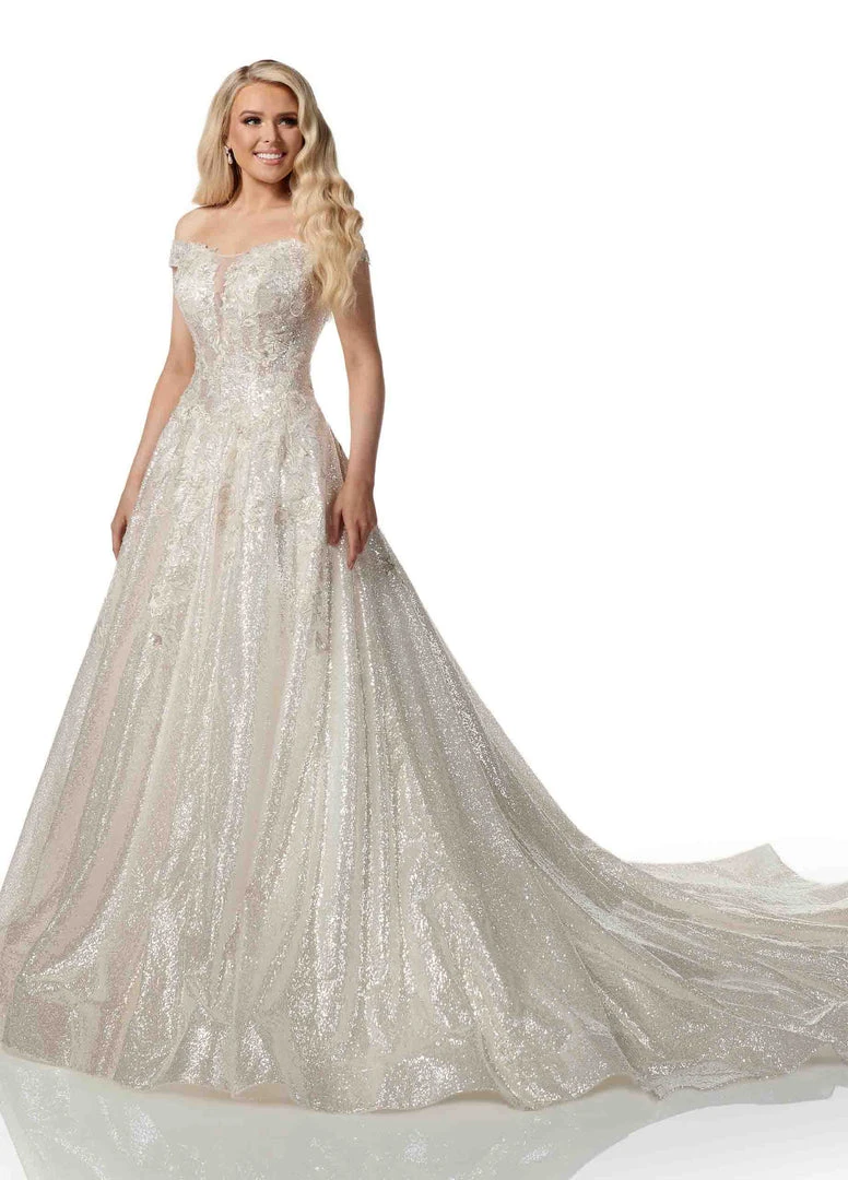 Rachel Allan - M782 Off Shoulder Shimmer A-Line Wedding Dress 5 Rachel Allan - M782 Off Shoulder Shimmer A-Line Wedding Dress