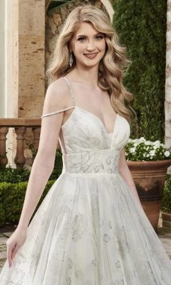 Rachel Allan - M788 V Neck Glittered A-line Bridal Dress