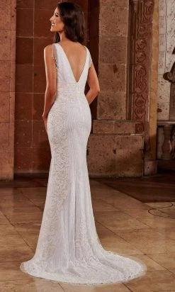 Rachel Allan - M797 Embellished V Neck Sheath Gown