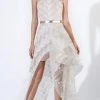 Saiid Kobeisy - 3402 Strapless Draping High Low Metallic Tulle Gown Short Dresses