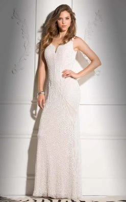 Scala - 48721 V-Neckline Beaded Prom Dress