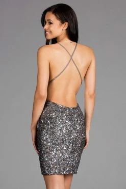 Scala - 48782 Fitted String Strapped Sequin Dress In Ivory 14 Scala - 48782 Fitted String Strapped Sequin Dress In Ivory