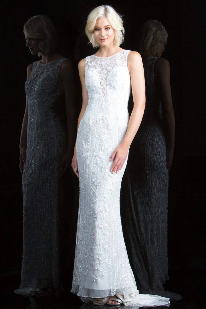 Scala - 48788 Illusion Scoop Neck Sequined Sheath Gown 5 Scala - 48788 Illusion Scoop Neck Sequined Sheath Gown