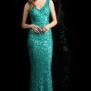 Scala - 48790 Sleeveless V-neck Sequined Sheath Gown 1 Scala - 48790 Sleeveless V-neck Sequined Sheath Gown