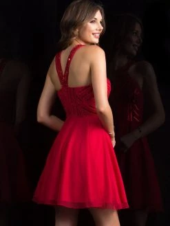 Scala - 48813 Sequined Halter Chiffon A-line Dress