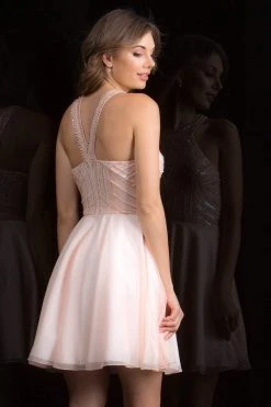 Scala - 48813 Sequined Halter Chiffon A-line Dress