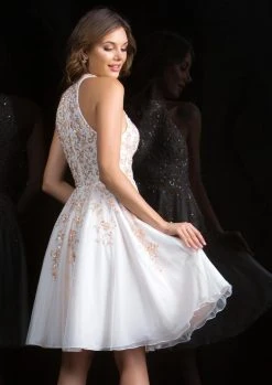 Scala - 48822 High Halter Neck Embellished Cocktail Dress