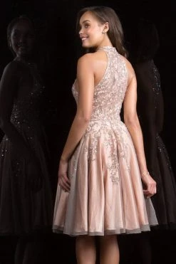 Scala - 48822 High Halter Neck Embellished Cocktail Dress