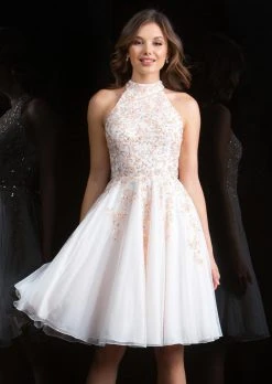 Scala - 48822 High Halter Neck Embellished Cocktail Dress