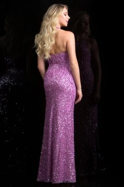 Scala - 48831 Halter Neck Sequined Sheath Gown