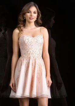 Scala - 48834 Bejeweled Strapless Sweetheart Short Dress