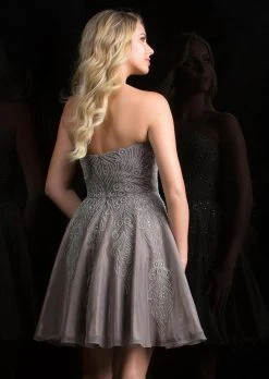 Scala - 48834 Bejeweled Strapless Sweetheart Short Dress