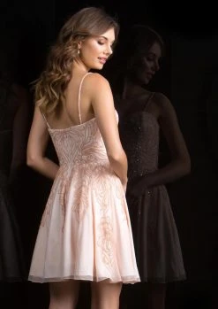 Scala - 48834 Bejeweled Strapless Sweetheart Short Dress