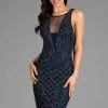 Scala - 48880 Lattice Beaded Halter Sheath Dress