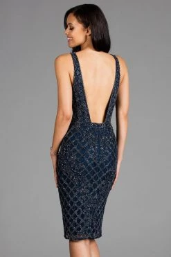 Scala - 48880ML Beaded Illusion Plunging Cocktail Dress 10 Scala - 48880ML Beaded Illusion Plunging Cocktail Dress