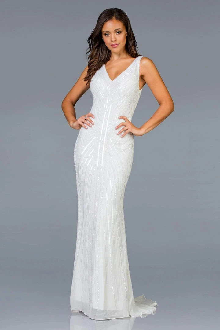 Scala - 48937 Sequined V-neck Trumpet Dress 3 Scala - 48937 Sequined V-neck Trumpet Dress