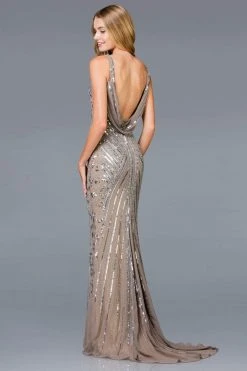 Scala - 48937 Sequined V-neck Trumpet Dress 11 Scala - 48937 Sequined V-neck Trumpet Dress