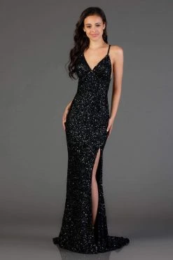 Scala - 48938 Allover Sequin Backless Sheath Evening Gown With Slit 15 Scala - 48938 Allover Sequin Backless Sheath Evening Gown With Slit