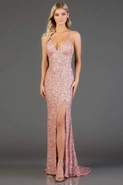 Scala - 48938 Allover Sequin Backless Sheath Evening Gown With Slit 17 Scala - 48938 Allover Sequin Backless Sheath Evening Gown With Slit