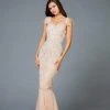 Scala - 48943 Sequined V-neck Long Fitted Dress
