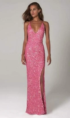 Scala - 48949 Sequined Plunging Halter V-neck Sheath Dress 22 Scala - 48949 Sequined Plunging Halter V-neck Sheath Dress